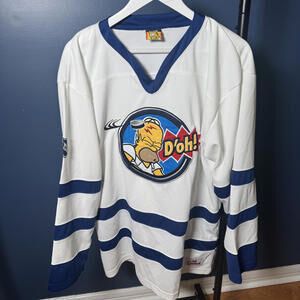 Y2K Early 2000s The Simpsons Homer “D’oh!” Hockey Jersey M/M – White/Blue